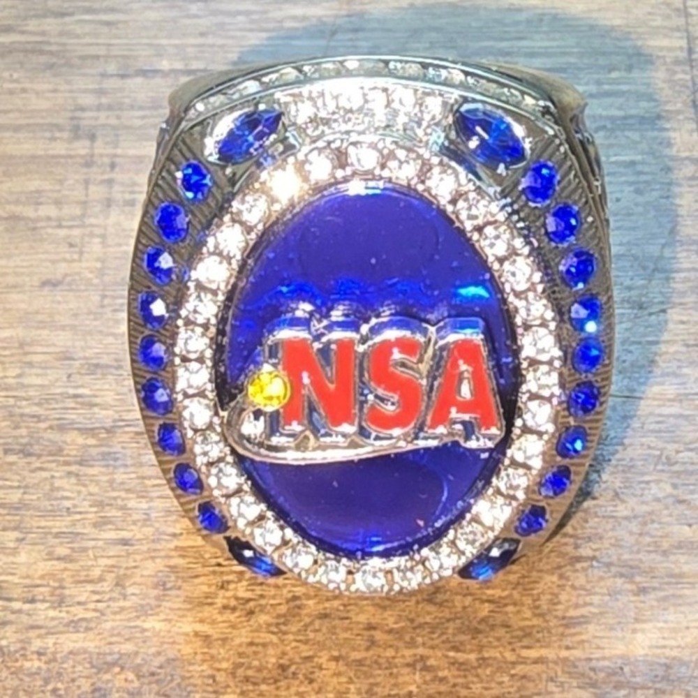 NSA Finalist Championship Ring Blue Silver Tone Rhinestone Sports Memorabilia